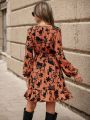SHEIN Clasi Women'S Floral Print Wrap Neckline Dress