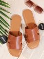 Women's Fashion Solid Color Plus Size Flat Sandals