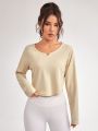 SHEIN Daily&Casual Women's Long Sleeve Sport T-Shirt With Back Drawstring