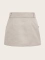 SHEIN Coolane Plus Flap Pocket Belted Cargo Skirt