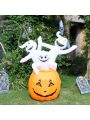5FT Halloween Inflatable Ghosts with Pumpkin, Blow up Lighted Ghost Decoration with LED Lights, Perfect for Yard Garden Indoor Outdoor Halloween Party Decoration
