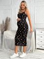 SHEIN Maternity Floral Printed Slim Fit Spaghetti Strap Dress