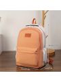 Campus Style Color-block Backpack With Simple Design, Multiple Functions And Large Capacity