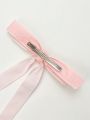 1pc Women's Solid Color Velvet Fashion Simple Bow Hair Clip, Suitable For Daily Wear