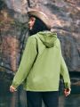 In My Nature Solid Color Hooded Softshell Jacket With Zipper And Drawstring