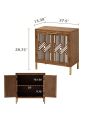 COZAYH Farmhouse Storage Cabinet Accent Mirror Fronts Sideboard Wood Buffet Cabinet with 2-Door for Living Room, Entryway, Bedroom, Kitchen