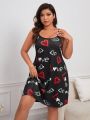Plus Size Heart & Letter Printed Cami Nightgown