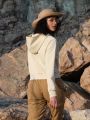 In My Nature Women's Cutout Front Raglan Sleeve Long Sleeve Outdoor Hooded Sweatshirt