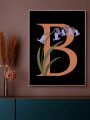 Creative Flower & Letter Design Diamond Painting Kit, Diy Mosaic Art, Full Drill Round Rhinestone Home Wall Decor, 1 Set