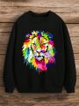 Big Boys' Lion Pattern Round Neck Casual Sweatshirt