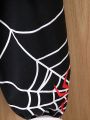 Baby Boy Color-Blocked Spiderweb Letter Printed Hoodie And Jumpsuit Set