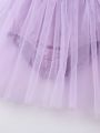 SHEIN Kids FANZEY Little Girl'S Ballet Style Purple Mesh Jumpsuit