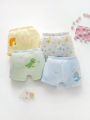 Boys' Cute Dinosaur Printed Underwear With Music Note & Letter Print Design