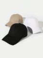 3pcs Unisex Solid Color Baseball Cap For Daily Wear