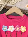 Little Girls' Embroidered Sweatshirt With Appliques