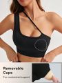 Yoga Basic Women's Seamless High Elasticity Sports Bra With Hollow Out+One Shoulder Design