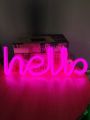 Led Pink Hello Neon Light Sign Hanging Wall Decor For Party Atmosphere, Festival Decoration