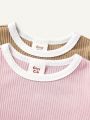 Cozy Cub Baby Girl Snug Fit Pajamas, 4pcs/Set, Including Color Block Round Neck Long Sleeve Top And Pants Homewear