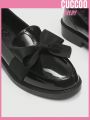 Cuccoo Everyday Collection Woman Shoes Fashion Bow Design Point Toe Comfortable Black Flat Shoes