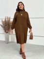 EMERY ROSE Plus Turtleneck Raglan Sleeve Sweater Dress
