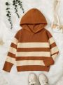 Boys' Casual Striped Hooded Sweater, Versatile Style