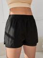 SHEIN Teenage Girls' Casual Sports Shorts With Hollow-out Letter Pattern