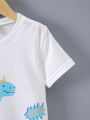 SHEIN Kids QTFun Toddler Boys' Cartoon Dinosaur Print T-Shirt