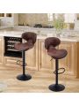 SUPERJARE Adjustable Counter Height Bar Stools Set of 2, Swivel Tall Kitchen Counter Island Dining Chair with Backs