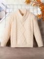 Boys' Solid Color Turtleneck Sweater With Scarf