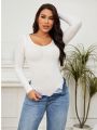 Ladies' Solid Color Long Sleeves Bodysuit For Body Shaping