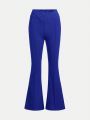 SHEIN Teen Girl Knitted Solid Color V-Shaped High Waist Flared Pants