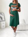 SHEIN Maternity Eagle & Letter Graphic Batwing Sleeve Tee Dress