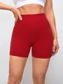 Solid Color Slim Fit Sports Shorts