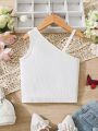 SHEIN Kids FANZEY Toddler Girls' Romantic Lace Splice Vest