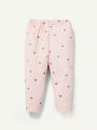 Cozy Cub Baby Girl Snug Fit Pajama Set With Short-Sleeve Round Neck Top And Footed Pants In 2pcs