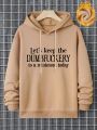 Men'S Plus Size Hooded Sweatshirt With Slogan Print And Warm Lining