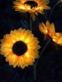 2pcs Solar sunflower flowers, outdoor solar garden post lights, upgraded LED solar lights, 3 sunflowers, waterproof solar decorative lights for gardens, yards, backyards, lawns, decorative lights