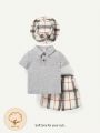 Cozy Cub Baby Boy Solid Polo Shirt & Plaid Shorts & Hat