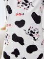 SHEIN Tween Girls' Cow Print Strappy Sleep Dress