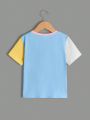 SHEIN Kids EVRYDAY Young Boy Casual Comfortable Color Block T-Shirt