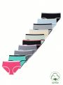 Teenage Girls' 10pcs Triangle Panties With Color-Block & Edging Design