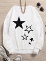 Tween Girl Star Print Thermal Lined Sweatshirt