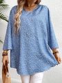 Plus Size Women'S Floral Print Flare Sleeve Shirt