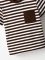 SHEIN Little Boys' Striped Patchwork Pocket T-Shirt