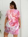 Plus Size Women's Tie Dye Casual T-shirt Sleep Dress