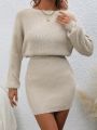 SHEIN LUNE Plus Size Women's Drop Shoulder Long Sleeve Sweater Dress