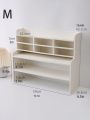 1pc White Wood-plastic Board Desktop Storage Rack For Living Room, Bedroom, Study, Dining Room, Kitchen, Dormitory, Suitable To Store Books, Computers, Cosmetics, Seasonings, Small Ornaments, Jewelry, Etc.