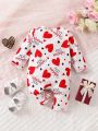 Baby Girls' Romantic Valentine'S Day Letter & Heart Printed Jumpsuit