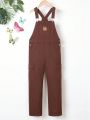 Big Girls' Denim Overalls Jumpsuit With Patches