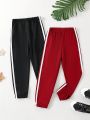 SHEIN Toddler Boys' Simple Casual 2pcs/set Pants For Autumn And Winter
